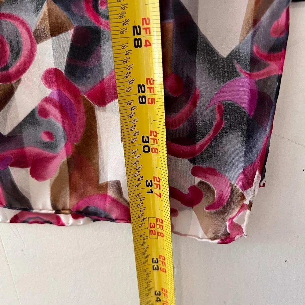 Vintage Silk Abstract Print Oblong Scarf